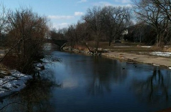 View from the railroad bridge of the Yahara