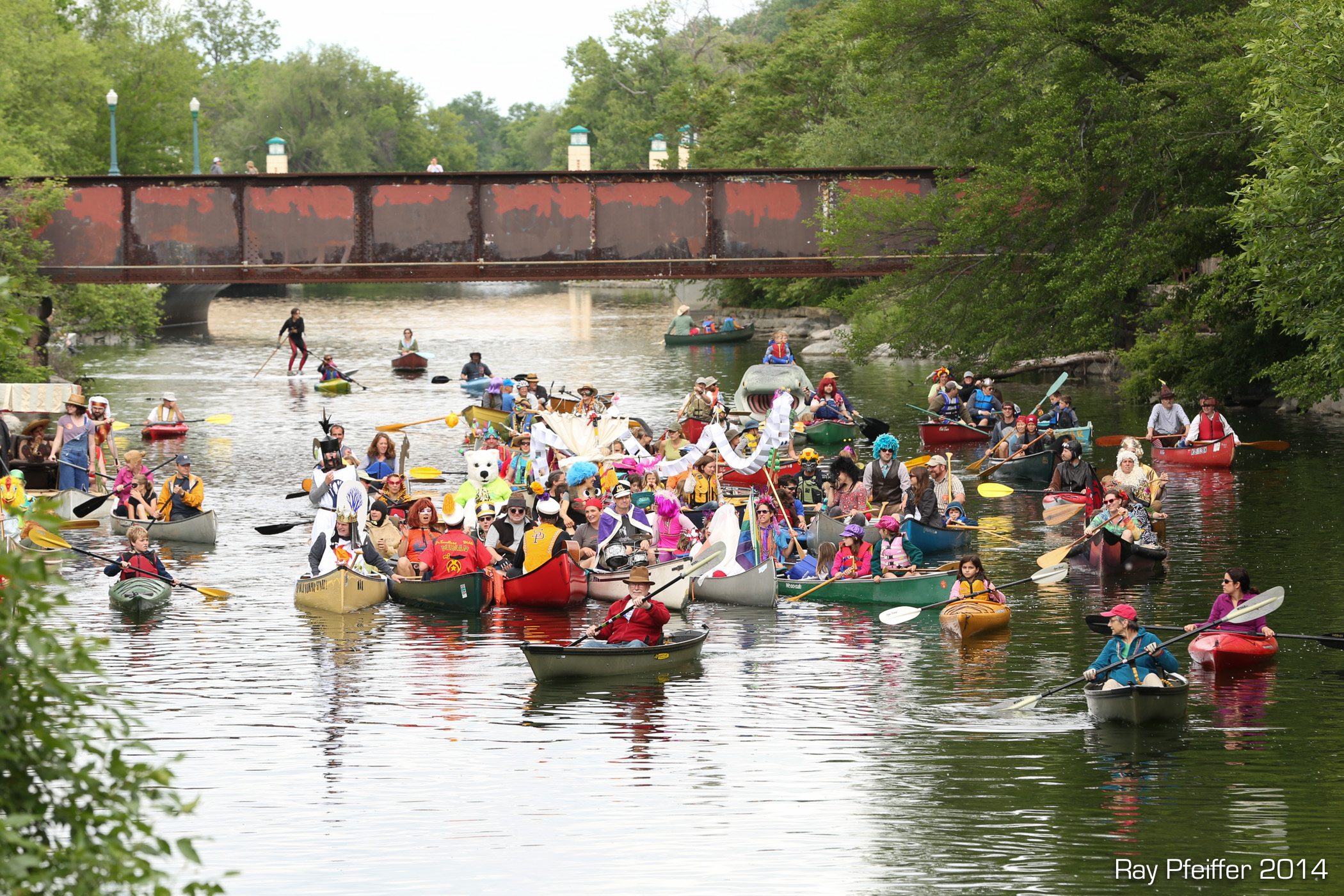 Fools Flotilla under the railroad bridge