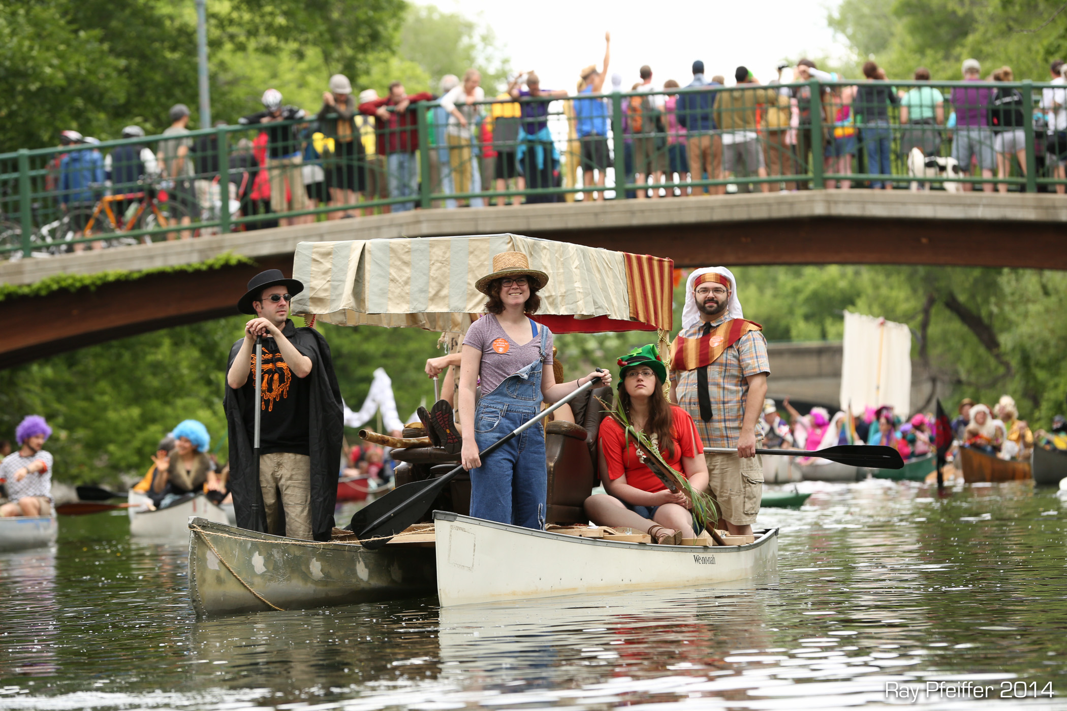 Canoe raft on the Yahara 